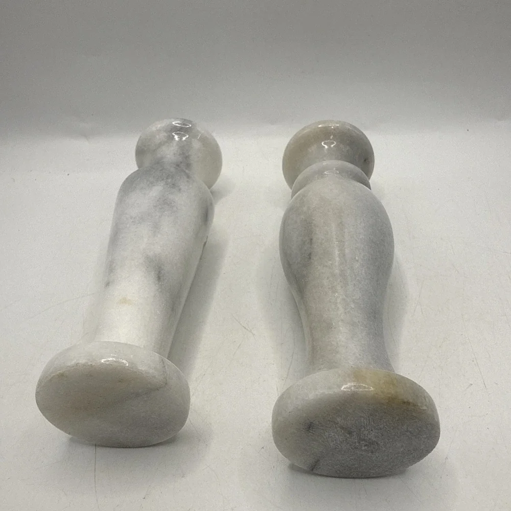 Polished Onyx Marble Set Of 2 Natural Stone Small Vases 4.5